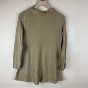 J Jill Tan Funnel Neck Tunic Length Swing Style Sweater Small